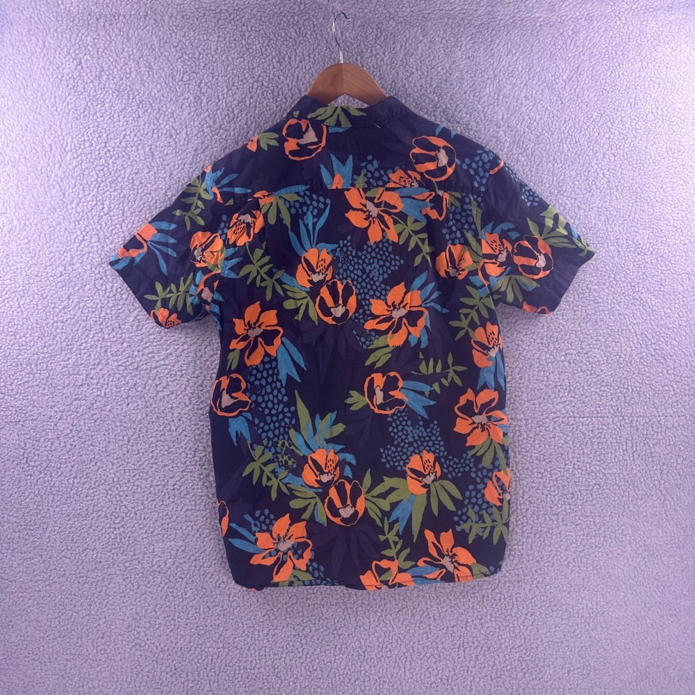 Roark Mens Classic Fit Tropical Floral Button Down Shirt Navy Orange Medium - Picture 2 of 6